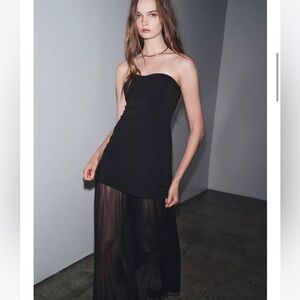 Zara NWT combination strapless dress black 5039/459